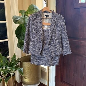 Ann Taylor Blue and White Patterned Blazer